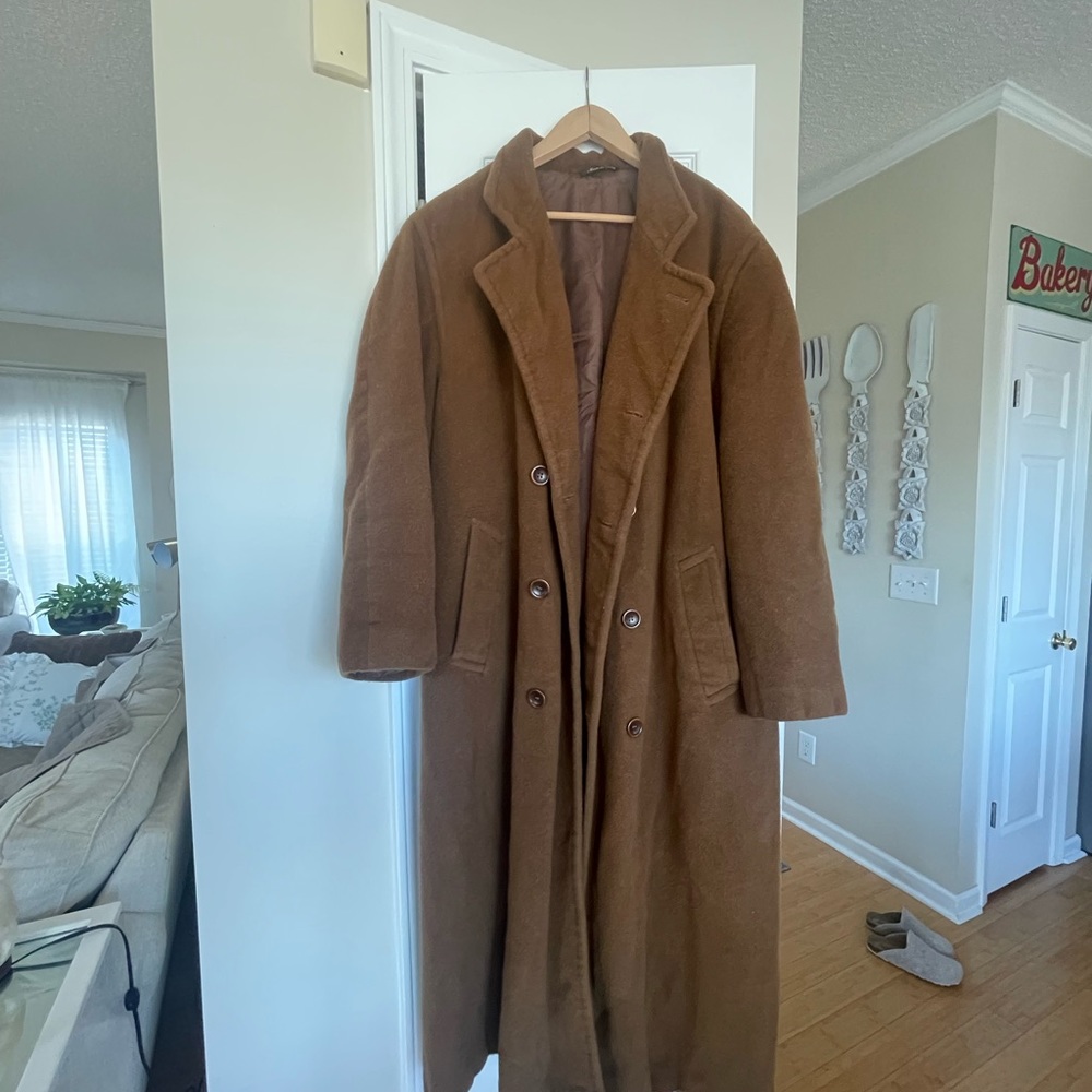 Italian camel long wool coat